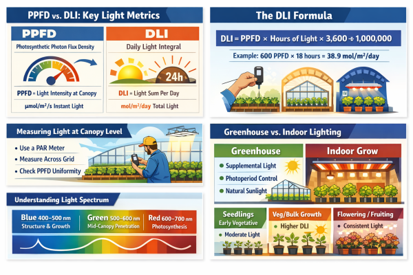 PPFD and DLI Made Simple: A Practical Light-Planning Guide for Greenhouse and Indoor Growers