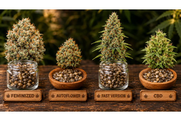 Types de graines de cannabis : féminisées, autofloraison, version rapide et CBD